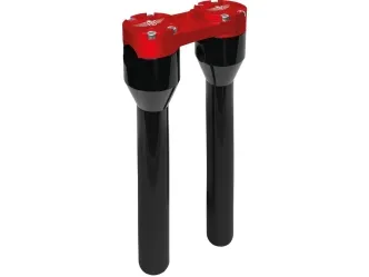 Heinz Bikes 12 Inch Clubstyle Straight Risers In Black With Red Top Clamp For 1 Inch Handlebars (HB-RS1-12-BR)