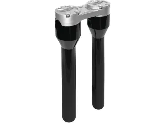 Heinz Bikes 12 Inch Clubstyle Straight Risers In Black With Silver Top Clamp For 1 Inch Handlebars (HB-RS1-12-BS)