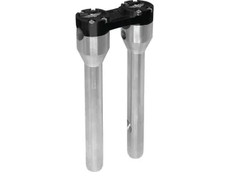 Heinz Bikes 12 Inch Clubstyle Straight Risers In Silver With Black Top Clamp For 1 Inch Handlebars (HB-RS1-12-SB)