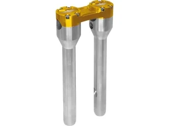 Heinz Bikes 12 Inch Clubstyle Straight Risers In Silver With Gold Top Clamp For 1 Inch Handlebars (HB-RS1-12-SG)