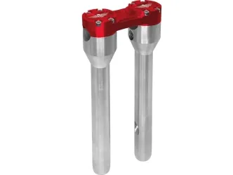Heinz Bikes 12 Inch Clubstyle Straight Risers In Silver With Red Top Clamp For 1 Inch Handlebars (HB-RS1-12-SR)