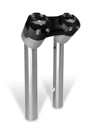 Heinz Bikes 6 Inch Clubstyle Pullback Risers In Silver With Black Top Clamp For 1 Inch Handlebars (HB-RPB1-6-SB)
