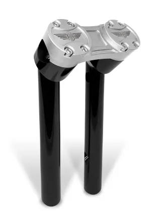 Heinz Bikes 10 Inch Clubstyle Pullback Risers In Black With Silver Top Clamp For 1 Inch Handlebars (HB-RPB1-10-BS)