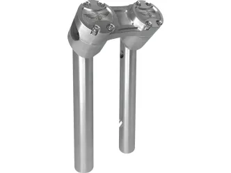 Heinz Bikes 10 Inch Clubstyle Pullback Risers In Silver With Silver Top Clamp For 1 1/4 Inch Handlebars (HB-RPB-10-SS)