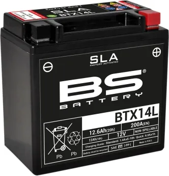 BS Battery BTX14L AGM Battery 200A For 2004-2025 Sportster / RH Nightster, 2021-2023 Pan America & 2015-2020 XG Street Models (300760)