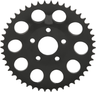Drag Specialties 46 Tooth Gloss Black Rear Chain Sprocket (11.7mm Offset) For HD Evo Big Twin and 92-99 Sportster Models (19430EB)