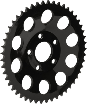 Drag Specialties 49 Tooth Gloss Black Rear Chain Sprocket (11.7mm Offset) For HD Evo Big Twin and 92-99 Sportster Models (19432EB)