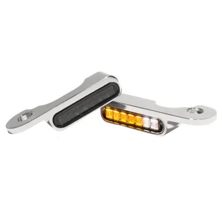 Heinz Bikes Stripes Below Bar Turn Signals In Chrome With PL For Harley Davidson 2002-2020 Touring Models With Hydraulic Clutch (HBTS-FLH-HC-C-PL)