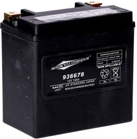 MCS Standard Series AGM Sealed Battery 12V, 14AH, 240CCA For Harley Davidson 2002-2006 V-Rod, 2007 VrSCR V-Rod Only & 2003-2010 Buell XB & Blast Models (HVT 08 SLA-MCS)