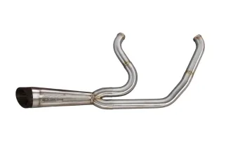 Two Brothers Racing 2-1 Shorty Exhaust In Stainless With Black Slash Endcap For 2017-2024 Touring Models (005-4870199)
