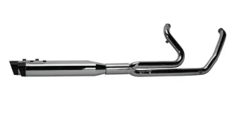 Two Brothers Racing 2-1 Ghost Exhaust In Chrome With Black Slash-Cut Endcap For 2017-2024 Touring Models (005-46402-S)