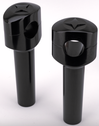 Zodiac 5 Inch Design Fusion Billet Oval Risers - Lone Star - Black - 1 Inch Clamping Area (241082)
