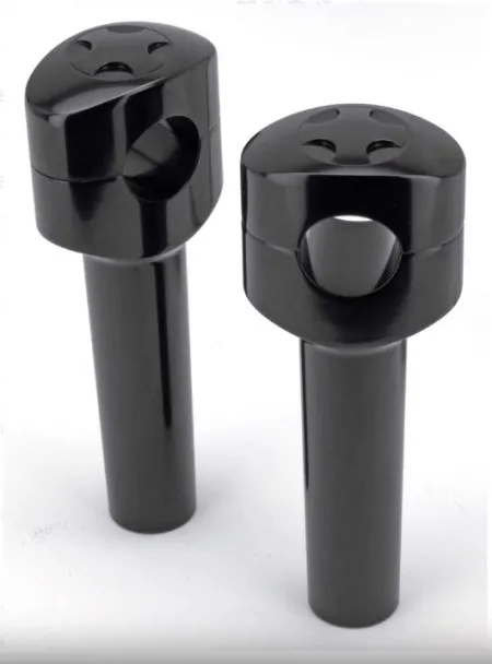 Zodiac 5 Inch Design Fusion Billet Oval Risers - Crossblade - Black - 1 Inch Clamping Area (241083)