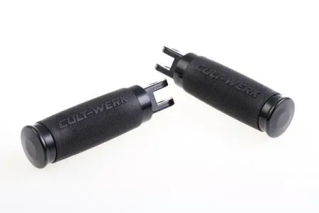 Cult Werk Racing Rider Foot Pegs In Gloss Black For Harley Davidson 2018-2023 Softail, Sportster S RH1250 & Nightster RH975 Models (HD-BRO114)