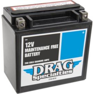 Drag Specialties Battery Maintenance Free AGM 12V Lead Acid Replacement in Black Finish For 2004-2023 XL, 2015-2020 XG 500/750/750A Models (DTX14L-BS-EU)