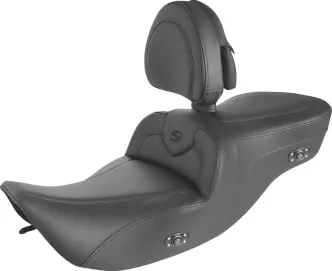 Saddlemen Heated Roadsofa Seat With Drivers Backrest For Harley Davidson 1997-2007 Touring FLHR & FLHX Models (897-06-187BRHCT)