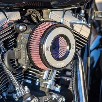 S&S Stinger Air Cleaner Kit In Black Finish With Aluminium Trim Ring For 2008-2016 HD Softail And Touring Models (170-0715A)