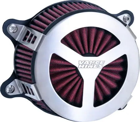 Vance & Hines V02 Radiant III Air Cleaner In Brushed Stainless Steel Finish For 2008-2017 HD Softail, Touring And Trike Models (71453)