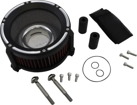 Trask Performance Assault Charge High Flow Air Cleaner Kit In Black Reverse Cut For Harley Davidson 2008-2016 FLHT/FLHR/FLHX/FLTR, Trike, 2016-2017 Softail, 2014-2015 FLSTNSE & 2011-2012 FLSTSE Models (TM-1020RC)