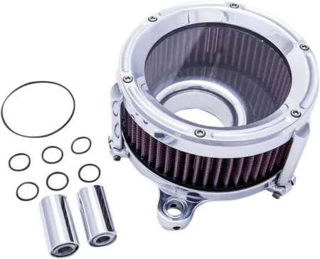 Trask Performance Assault Charge High Flow Air Cleaner Kit In Chrome For Harley Davidson 2008-2016 FLHT/FLHR/FLHX/FLTR, Trike, 2016-2017 Softail, 2014-2015 FLSTNSE & 2011-2012 FLSTSE Models (TM-1020CH)