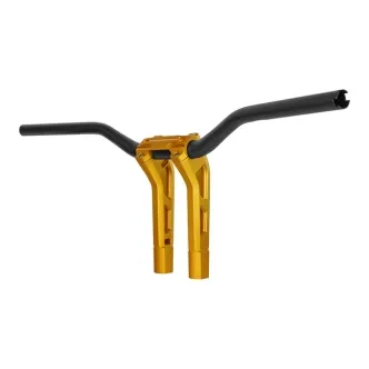 Performance Machine 1-1/4 Inch PhatBar & 9 Inch Riser Kit in Gold Ops Finish For 1982-2021 Harley Davidson Mechanical & E-Throttle Models (Excluding Models With 7/8 Inch Bars) (0208-2187M-SMG)