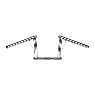 Burly Brand 1 Inch Viejo Handlebar With 8 Inch Rise In Chrome For Harley Davidson 1982-2023 Models With Mechanical & E-Throttle (Excl. 88-11 Springers) With 1 Inch Inlet Diameter Risers (B12-7010C)