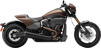 KessTech EC Cone X Slip-On Muffler In Matte Black With Cone Short End Caps In Matte Gold For Harley Davidson Softail 2019-2020 FXDRS King Models (190-3117-791)