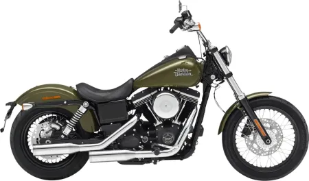 KessTech EC Approved 2 Into 2 Adjustable Slip-Ons In Chrome With Short Straightcut End Caps In Polished Aluminium For Harley Davidson 2006 Dyna Models (2132-715-6)