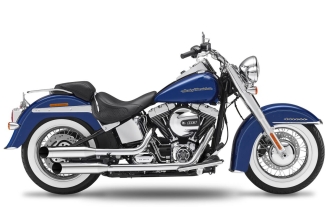 KessTech EC Approved 2 Into 2 Slip-On Mufflers In Chrome With Big Slash End Caps In Chrome For Harley Davidson 2000-2006 Softail Deuce Models (2172-719)