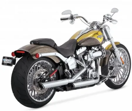 Vance & Hines Twin Slash Slip-On Mufflers With PCX Technology In Chrome For Harley Davidson 2007-2017 Fat Boy Models (16343)