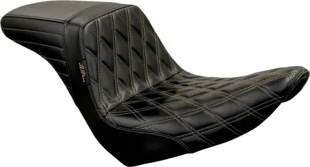 Le Pera KickFlip Double Diamond Chestnut Stitched Seat For Harley Davidson 2018-2025 Softail FXLR/FXLRS Low Rider & FLSB Sport Glide Models (LYR-590DD-CHET)