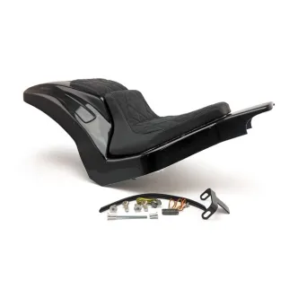 Cult Werk Gloss Black Racing 2-Seat Rear End Conversion Kit 2-Up Version For Harley Davidson 2018-2024 FLFB/FLFBS Softail Fat Boy Models (HD-BRO112)