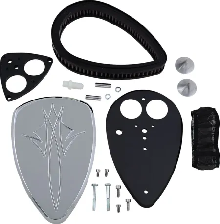 Baron Air Cleaner Kit Big Air  Pinstripe Chrome (BA-2013-13)