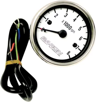 Baron Tachometer 3 Replacement W/white Face (BA-07-670T)