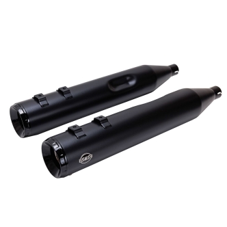 S&S Cycle GNX Slip-On Mufflers In Black For Harley Davidson 1995-2016 Touring Models (550-1078)