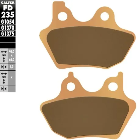 Galfer Sintered Sport Compound Front/Rear Brake Pads For Harley Davidson 2000-2007 Big Twin Models (Excl. FLSTS/FXSTS & 2004-2007 Sportster Models) (FD235G1375)