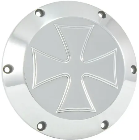 Hells Kitchen Choppers, Derby Cover Maltese CROSS. Polished (07-802)