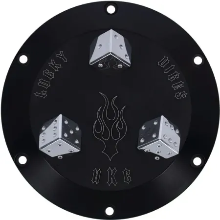 Hells Kitchen Choppers, Derby Cover Lucky DICE. Black (07-805B)