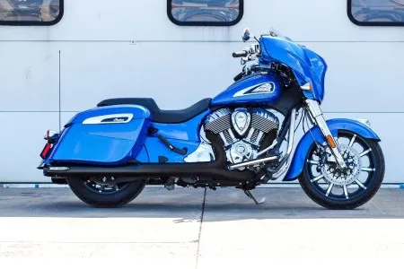 S&S Cycle 4 Inch Broadhead Slip-On Mufflers In Black With Slashcut End Caps In Black For Indian 2014-2024 Chieftain & Challenger Models (550-1075)