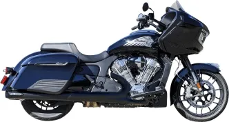 S&S Cycle 4 Inch Broadhead Slip-On Mufflers In Black With Slashcut End Caps In Black For Indian 2014-2024 Chieftain & Challenger Models (550-1075)