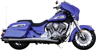 S&S Cycle 4 Inch Broadhead Slip-On Mufflers In Chrome With Slashcut End Caps In Black For Indian 2014-2023 Chieftain & Challenger Models (550-1076)