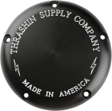 Thrashin Supply Co. Dished Derby Cover In Black For 1999-2017 Dyna, 2007-2018 Softail and 2007-2015 Touring and Trike (TSC-3010-4)