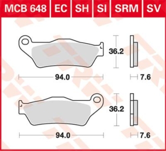 TRW Rear Sintered Brake Pads For 2016-2020 XG750/500 Street, 2017-2020 XG750A Street Rod Models (MCB648SH)