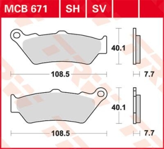 TRW Front Sintered Brake Pads For 2016-2020 XG750/500 Street, 2017-2020 XG750A Street Rod Models (MCB671SV)