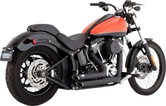 Vance & Hines Shortshots Staggered Exhaust System With PCX Technology In Black Finish For Harley Davidson 2012-2017 Slim, Slim S, Fat Boy, Fat Boy S, Heritage & Deluxe (Excl. 2013-17 CVO Breakout and Breakout) (47325)