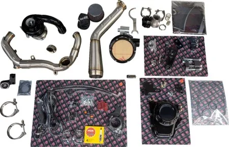Trask Performance Tornado Turbo Performance Kit In Black With Brushed Stainless Steel Exhaust For 2018-2024 Softail, 2017-2025 Touring & Trike M8 (Gen 1) Models (TM-7600)