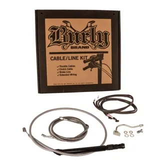 Burly Brand Apehanger Cable/Line Kit In Stainless Steel For Harley Davidson 2021-2023 M8 Touring Models With 13 Inch Apehangers (B30-1316)