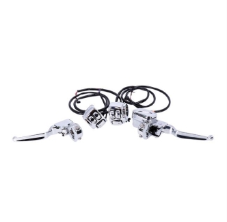 Doss Complete Handlebar Control Kit In Chrome For 2011-2023 Softail, 2012-2017 Dyna & 2014-2022 Sportster Models (ARM377029)