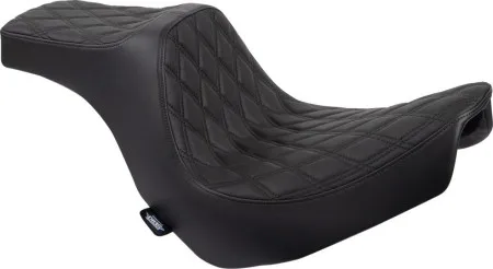 Drag Specialties Predator III Double Diamond Black Stitched Seat For Harley Davidson 2018-2024 Softail FXLR Low Rider & FLSB Sport Glide Models (0802-1491)