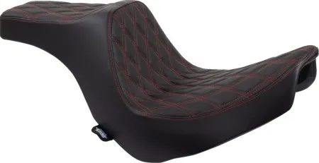 Drag Specialties Predator III Double Diamond Red Stitched Seat For Harley Davidson 2018-2024 FXLR Low Rider & FLSB Sport Glide Models (0802-1492)